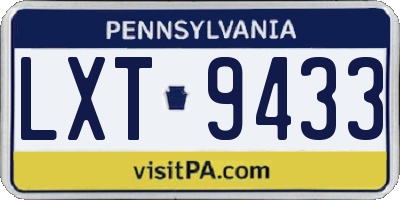 PA license plate LXT9433