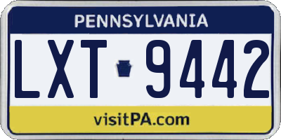 PA license plate LXT9442