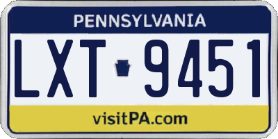 PA license plate LXT9451