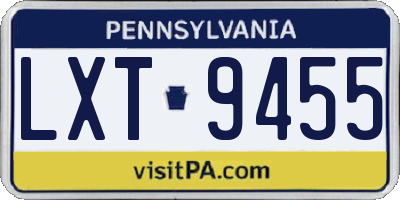 PA license plate LXT9455