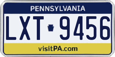 PA license plate LXT9456