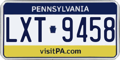 PA license plate LXT9458