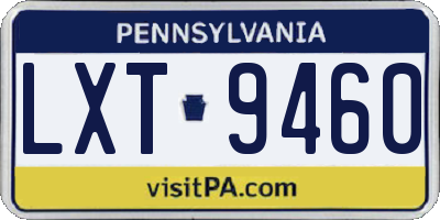 PA license plate LXT9460