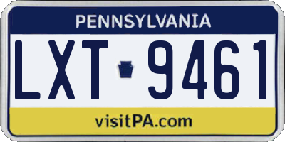PA license plate LXT9461