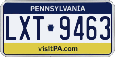 PA license plate LXT9463