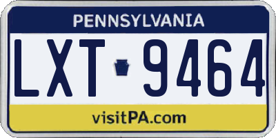 PA license plate LXT9464