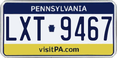 PA license plate LXT9467