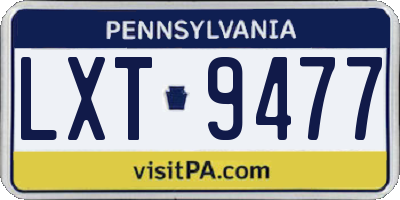 PA license plate LXT9477