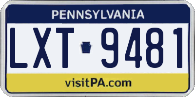 PA license plate LXT9481