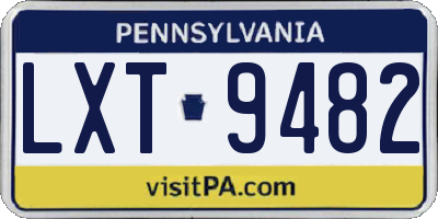 PA license plate LXT9482