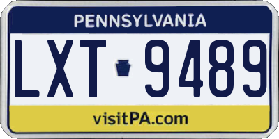 PA license plate LXT9489