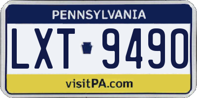 PA license plate LXT9490