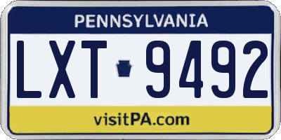 PA license plate LXT9492