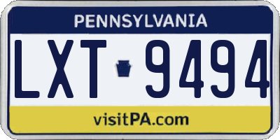 PA license plate LXT9494