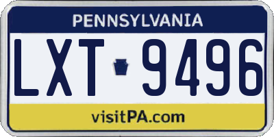 PA license plate LXT9496
