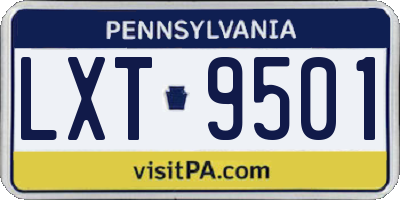PA license plate LXT9501