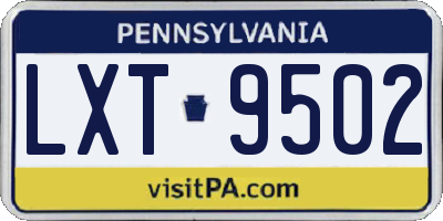 PA license plate LXT9502