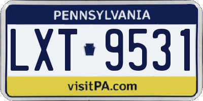 PA license plate LXT9531