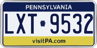 PA license plate LXT9532