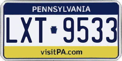 PA license plate LXT9533