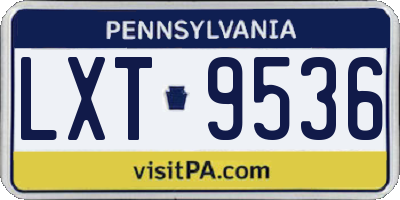 PA license plate LXT9536