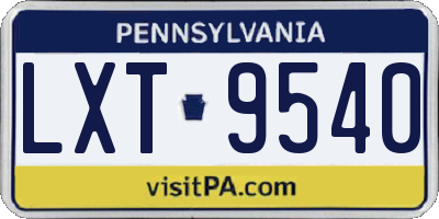 PA license plate LXT9540