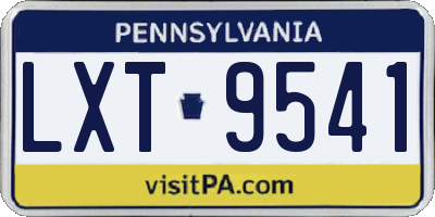 PA license plate LXT9541