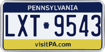 PA license plate LXT9543