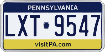 PA license plate LXT9547