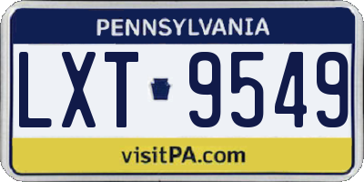 PA license plate LXT9549