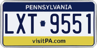 PA license plate LXT9551
