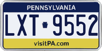PA license plate LXT9552