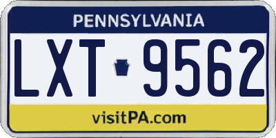PA license plate LXT9562