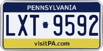 PA license plate LXT9592