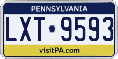 PA license plate LXT9593