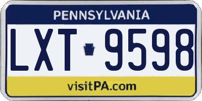 PA license plate LXT9598