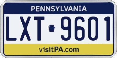 PA license plate LXT9601