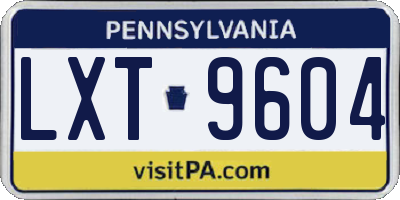 PA license plate LXT9604