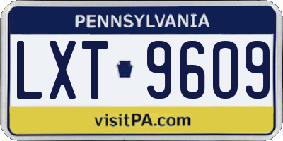 PA license plate LXT9609
