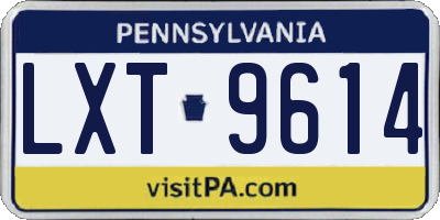 PA license plate LXT9614
