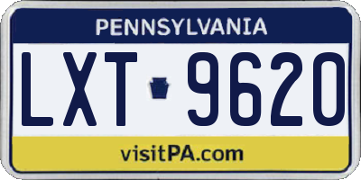 PA license plate LXT9620