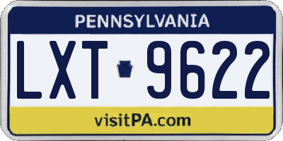 PA license plate LXT9622