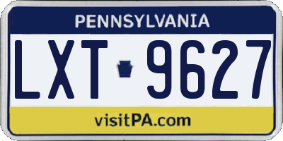 PA license plate LXT9627