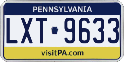 PA license plate LXT9633