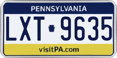 PA license plate LXT9635