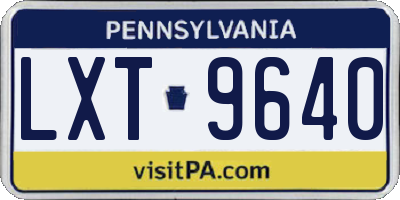PA license plate LXT9640