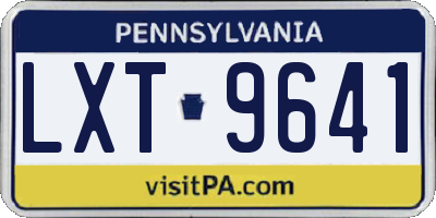 PA license plate LXT9641