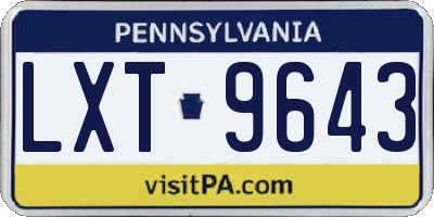 PA license plate LXT9643