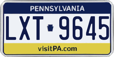 PA license plate LXT9645