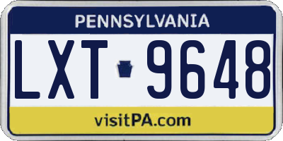 PA license plate LXT9648